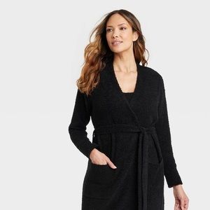 Target black fuzzy robe, tank top and comfy pants